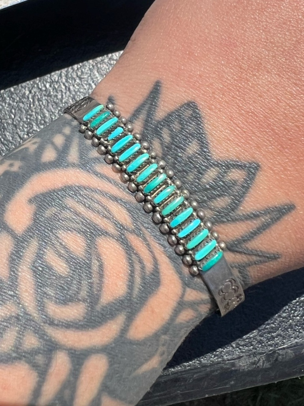 SOLD Vintage Turquoise Cuff Signed by Gina Acque